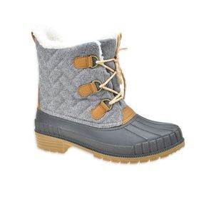 Time and Tru Gray Lace-Up Duck Winter Boots Size 7